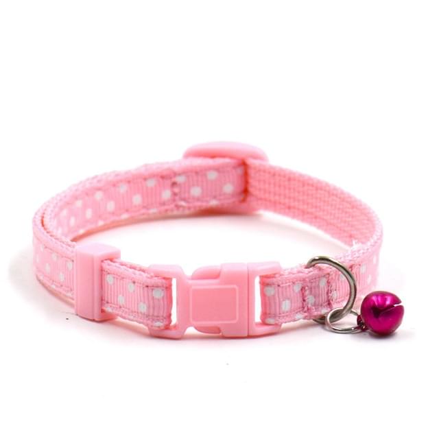 1Pc Adjustable Dot Printed Little Dog Collars Cat Puppy Pets Supplies With Bell 6 Colors