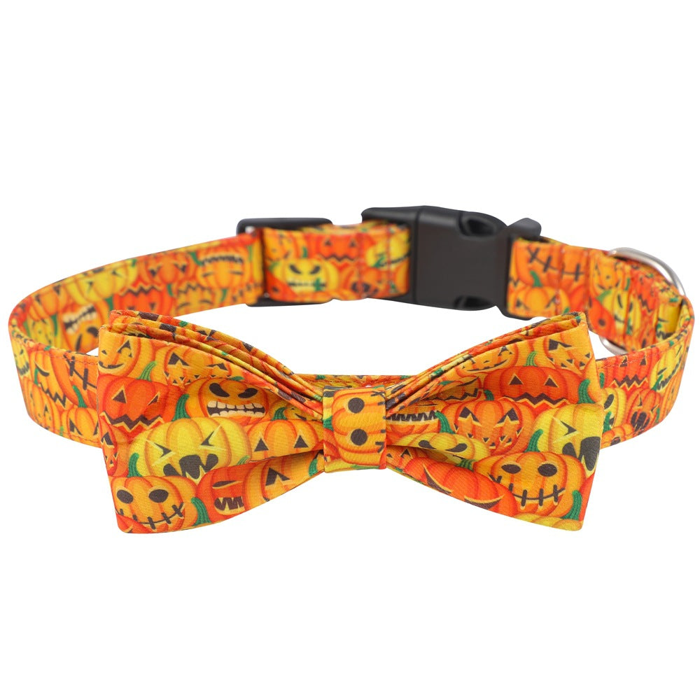 Spider Pumpkin Dog Collar Bowknot Ghost Festival Jewelry Halloween Pet Collar