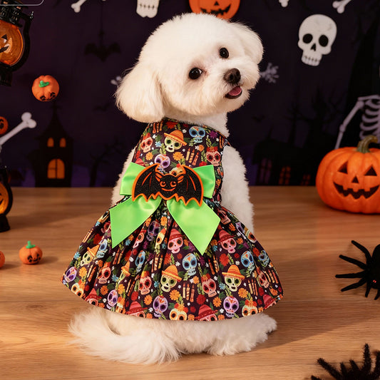Halloween Pet Dog Costume Skull Bat Blood Drop Dress