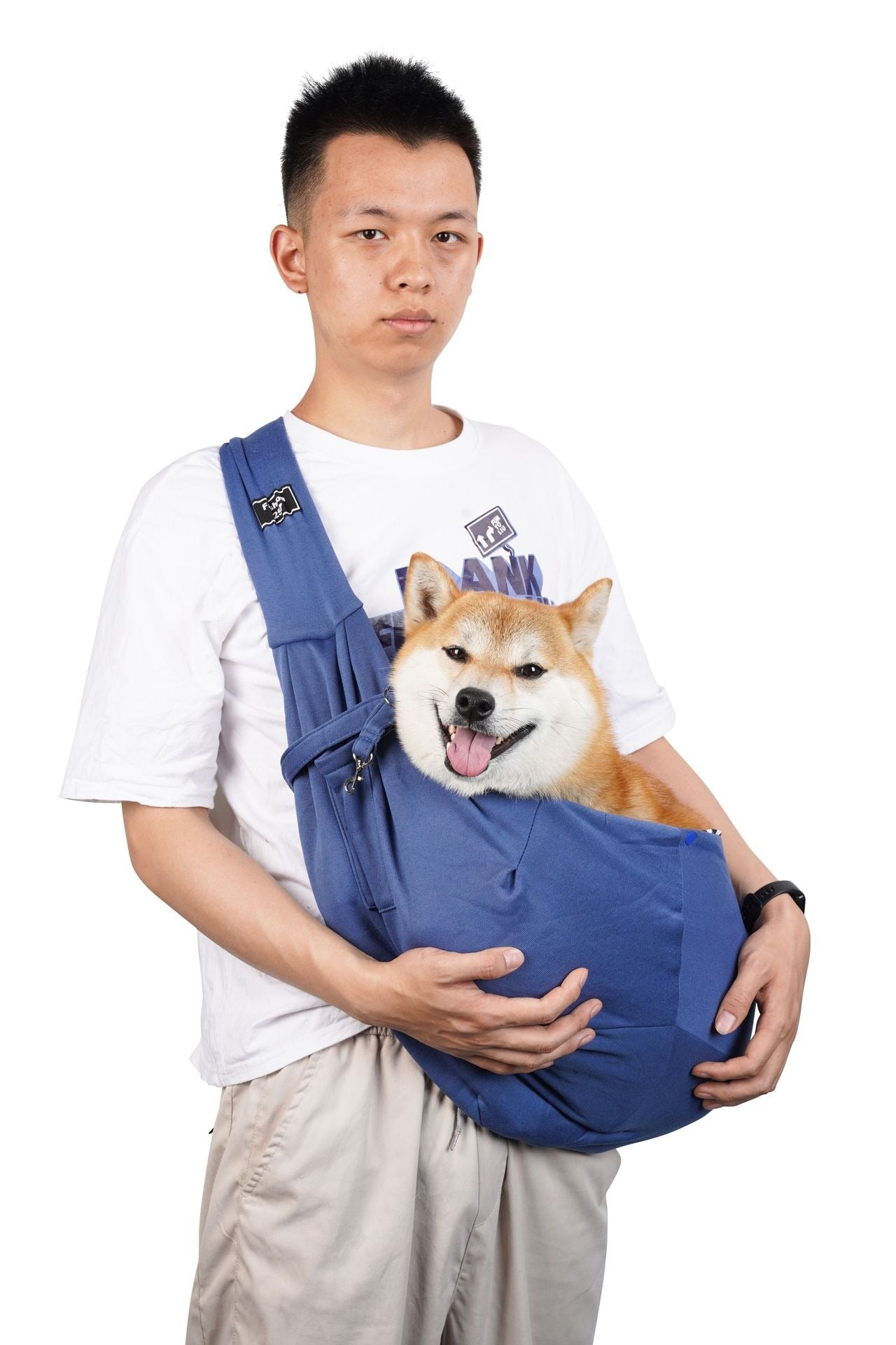 Crossbody breathable dog folding pet bag with large capacity pet supplies portable cat bag for outdoor use