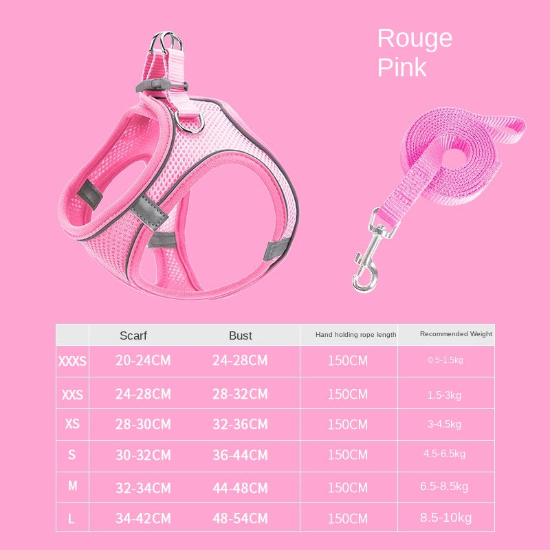 Pet Supplies Vest Pet Leash Cat Dog Chest Strap Breathable Reflective Dog Walking Chain