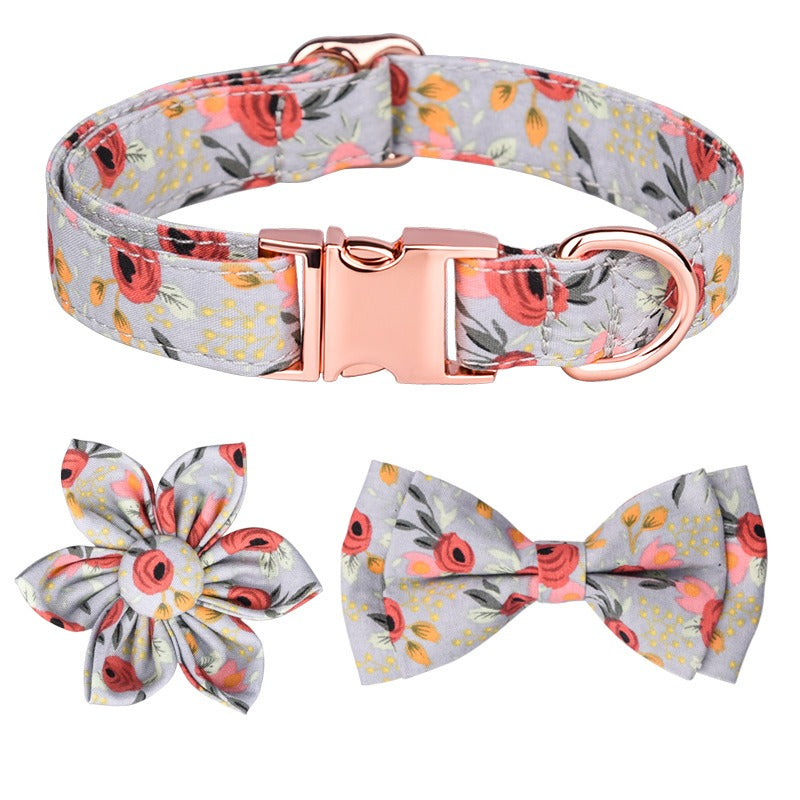 Sunflower Pet Collar Cotton Breathable Dog Collar Zou Ju Printed Neck Ring Pet Supplies