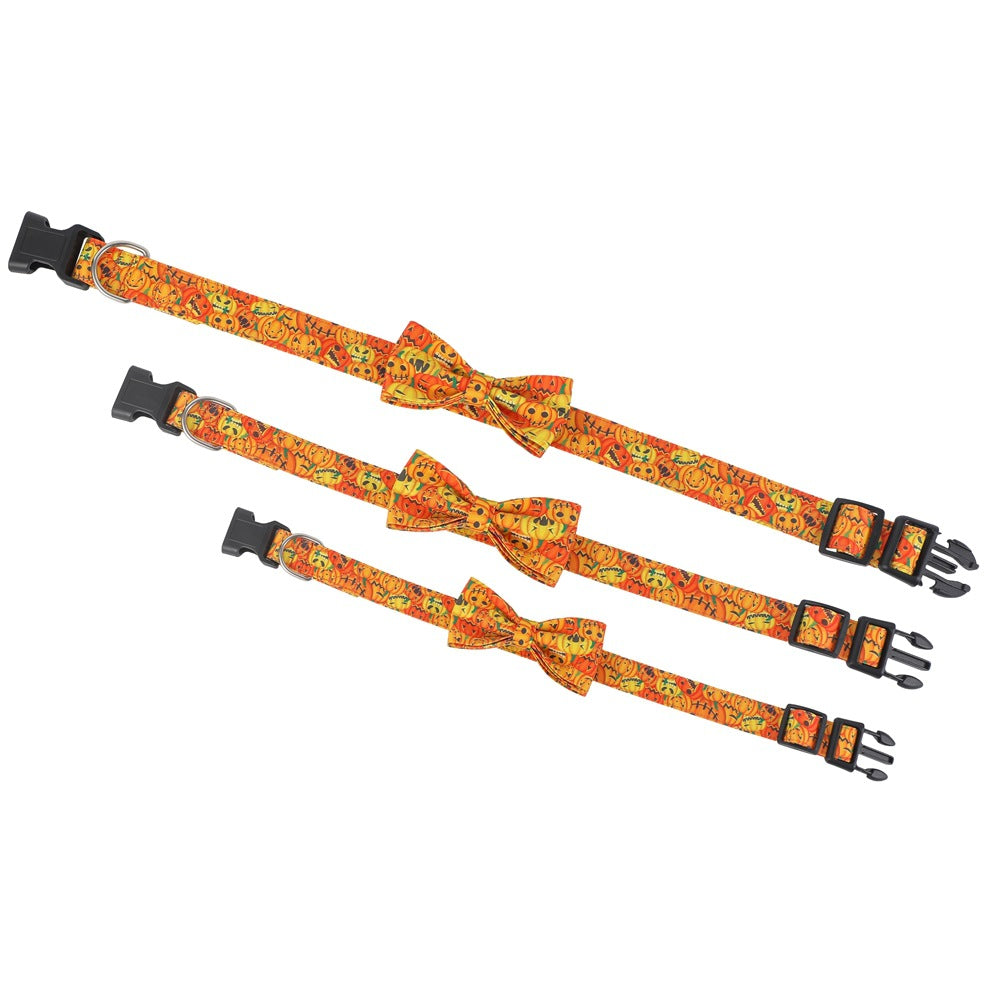 Spider Pumpkin Dog Collar Bowknot Ghost Festival Jewelry Halloween Pet Collar