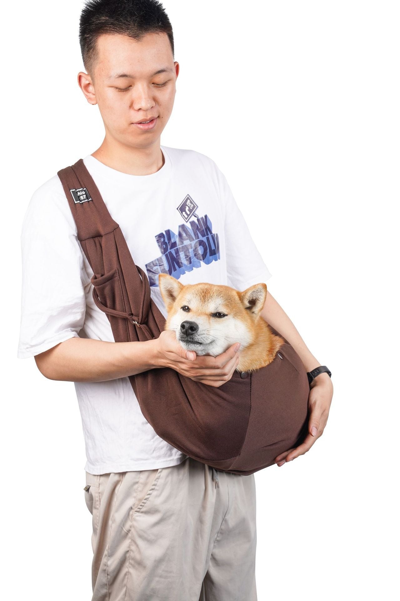 Crossbody breathable dog folding pet bag with large capacity pet supplies portable cat bag for outdoor use
