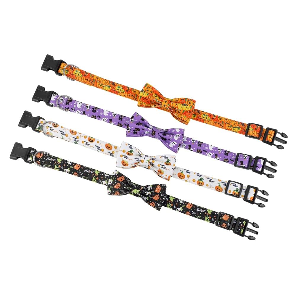 Spider Pumpkin Dog Collar Bowknot Ghost Festival Jewelry Halloween Pet Collar