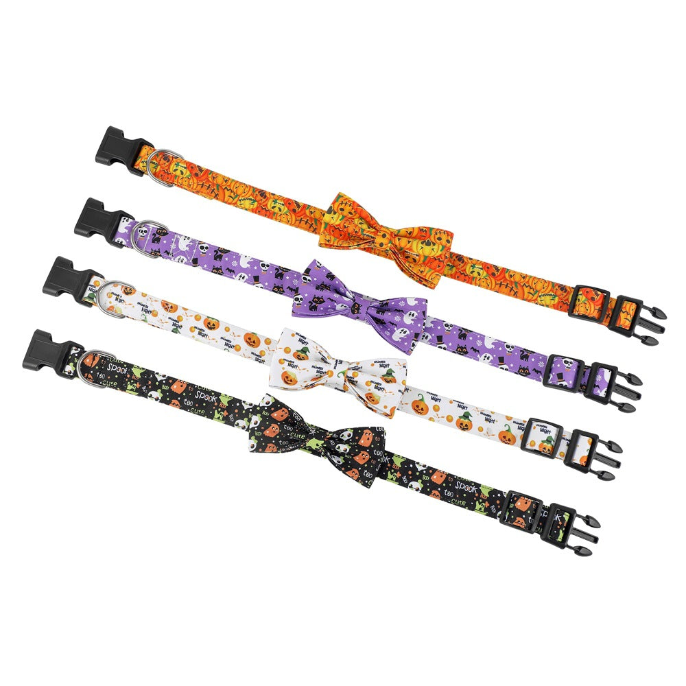 Spider Pumpkin Dog Collar Bowknot Ghost Festival Jewelry Halloween Pet Collar