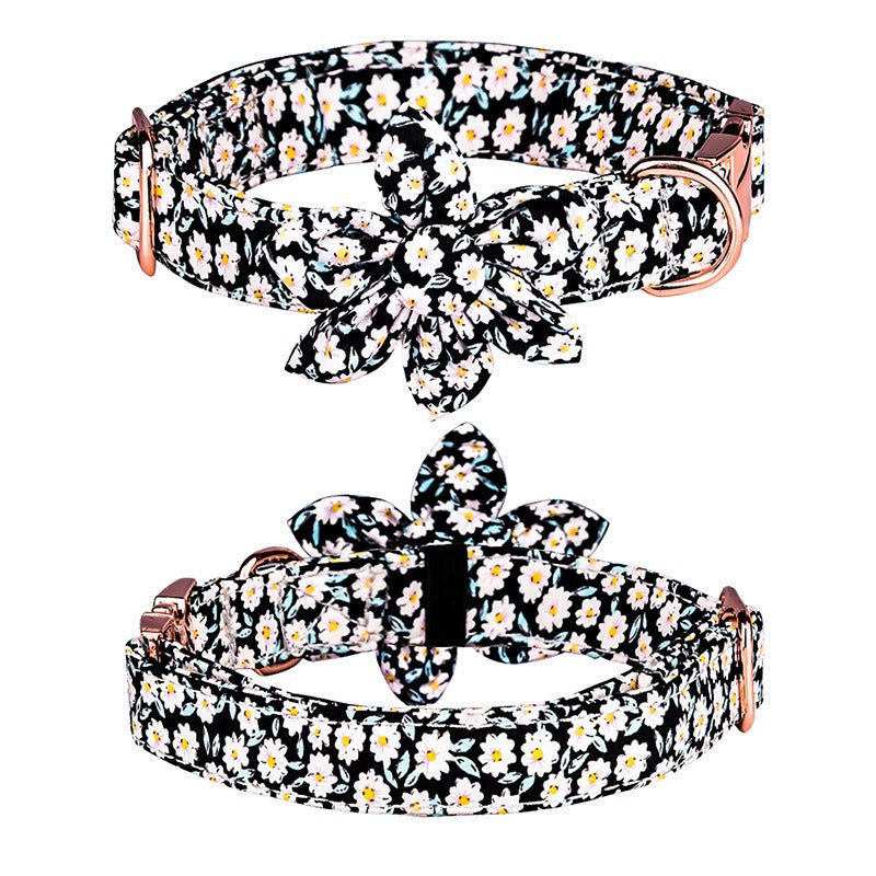 Sunflower Pet Collar Cotton Breathable Dog Collar Zou Ju Printed Neck Ring Pet Supplies
