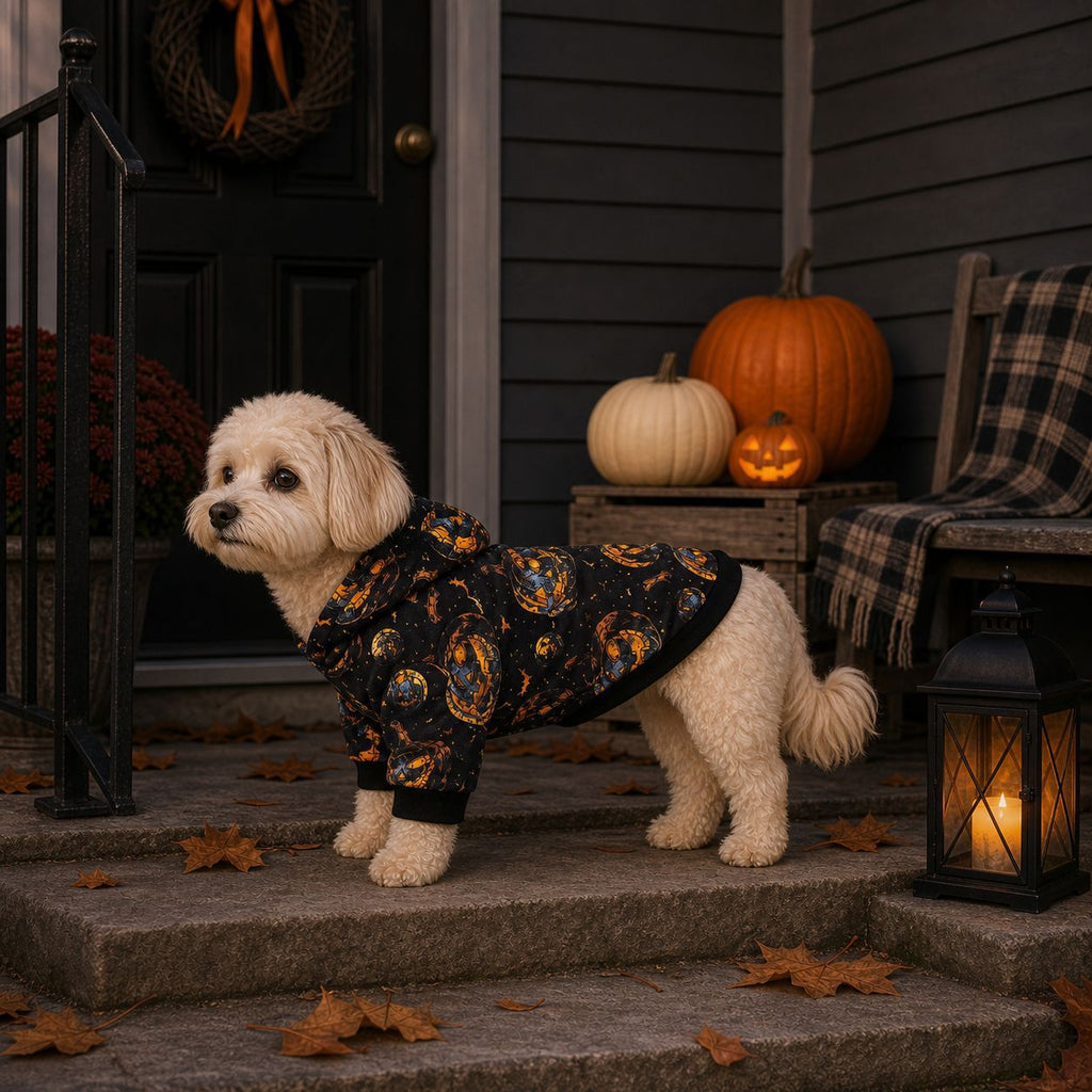 Halloween Pumpkin Wizard Hoodie for Dogs and Cats, Pet Costume for Halloween Party