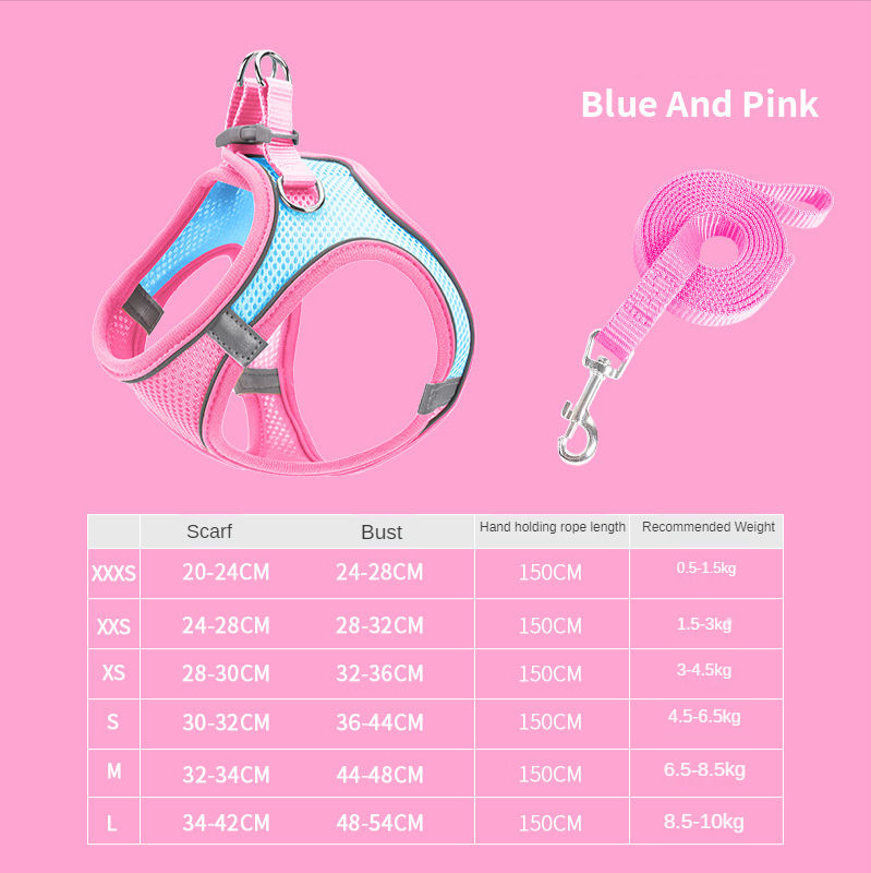 Pet Supplies Vest Pet Leash Cat Dog Chest Strap Breathable Reflective Dog Walking Chain