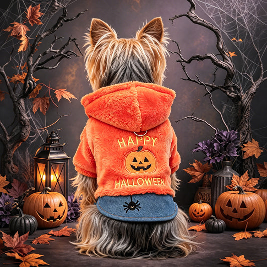 Cute Halloween Pumpkin Hoodie for Small Dogs and Cats, Pet Clothing Pet Apparel for Small Pets