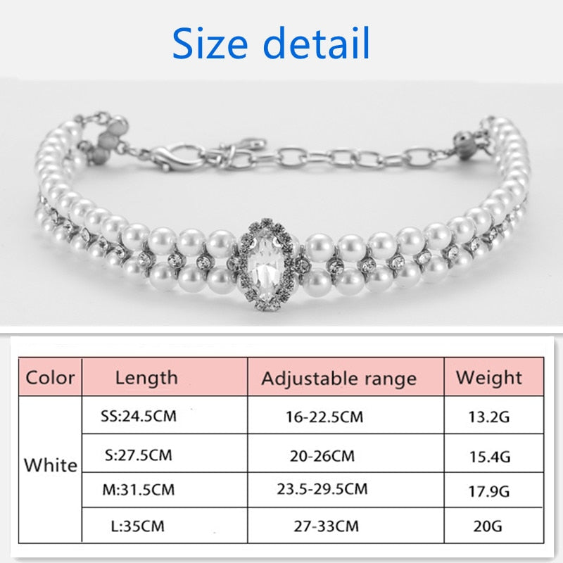 ETHIN Pet Dog Diamond Necklace Collar Puppy Pearl Collar Cat Wedding Luxury Collars Rhinestone Necklace For Pet Dogs Cats