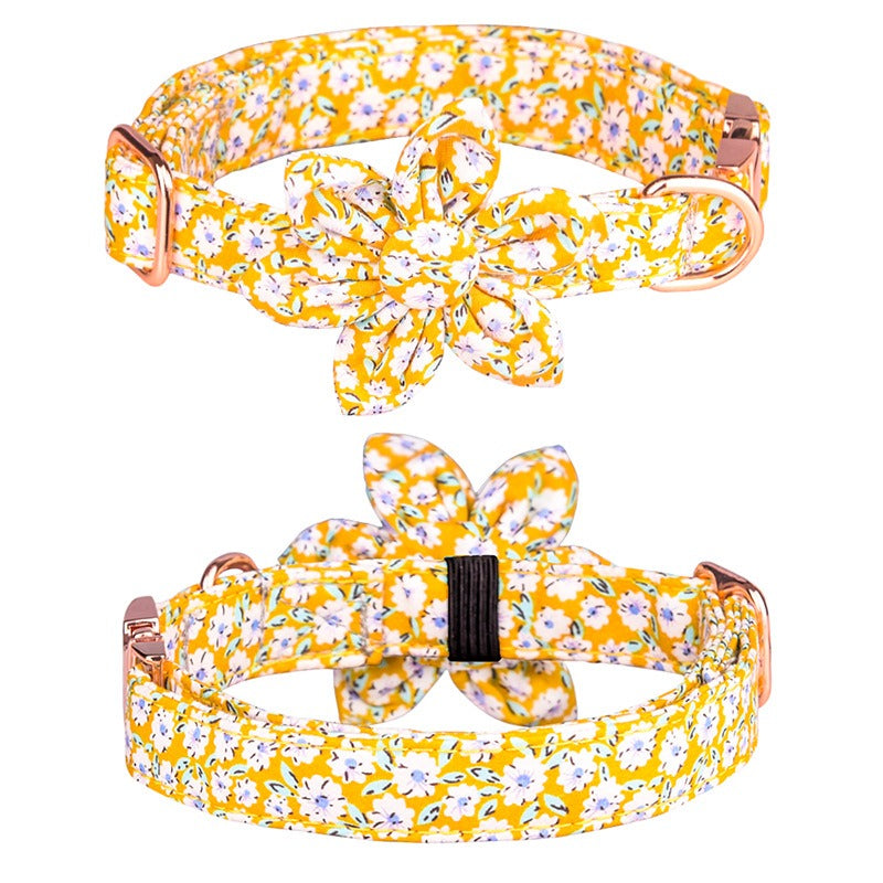 Sunflower Pet Collar Cotton Breathable Dog Collar Zou Ju Printed Neck Ring Pet Supplies