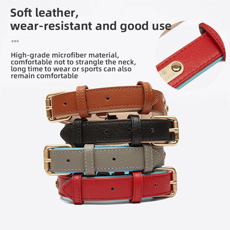 Light Luxury Leather Dog Collar Fashion Wear-Resistant Tear Bite Widening Collar Pet Supplies