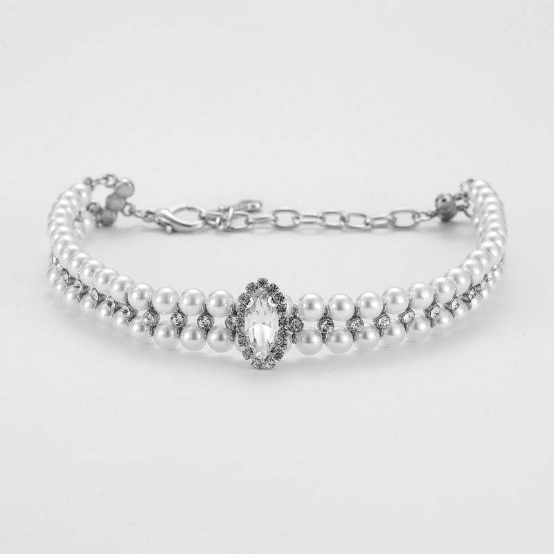 ETHIN Pet Dog Diamond Necklace Collar Puppy Pearl Collar Cat Wedding Luxury Collars Rhinestone Necklace For Pet Dogs Cats