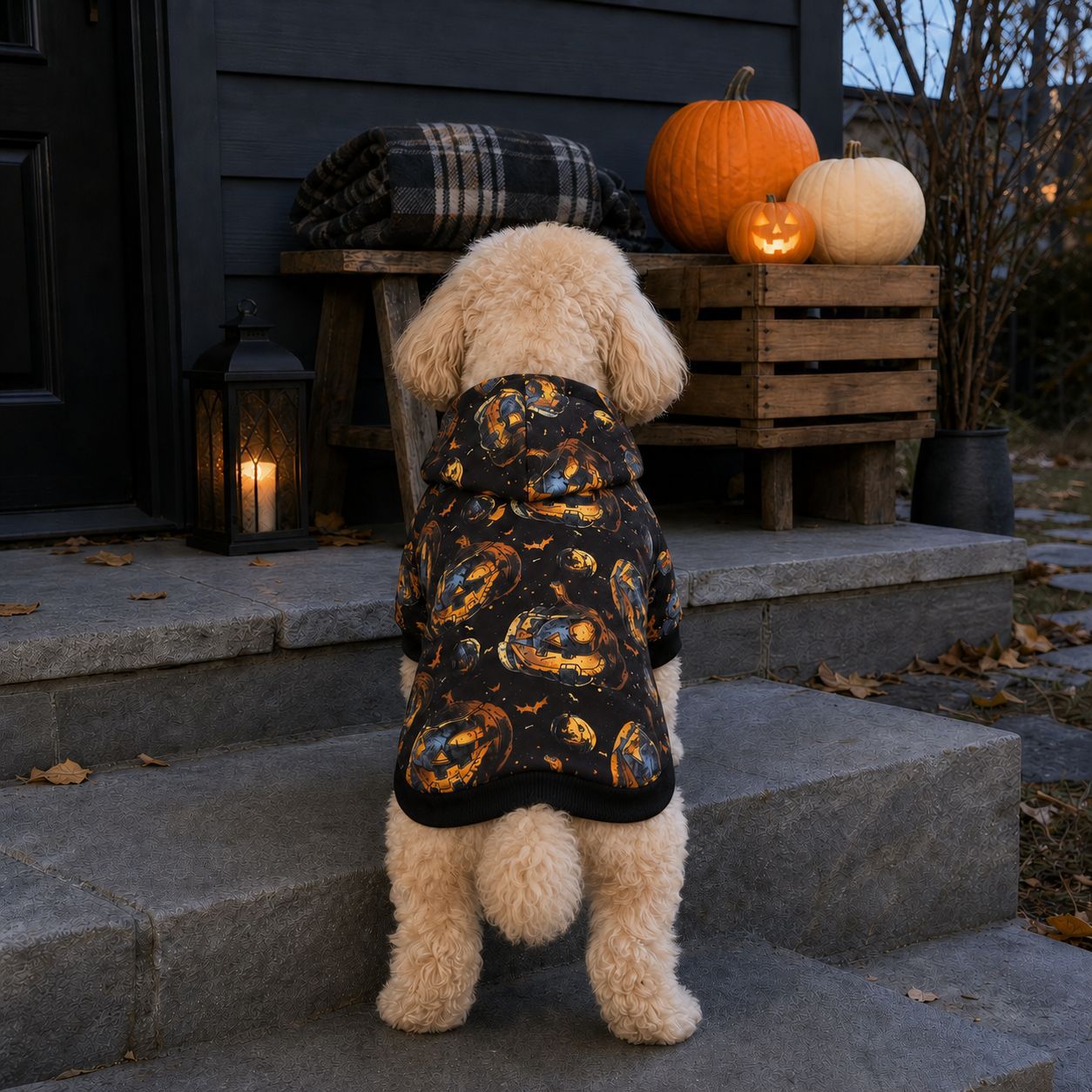 Halloween Pumpkin Wizard Hoodie for Dogs and Cats, Pet Costume for Halloween Party