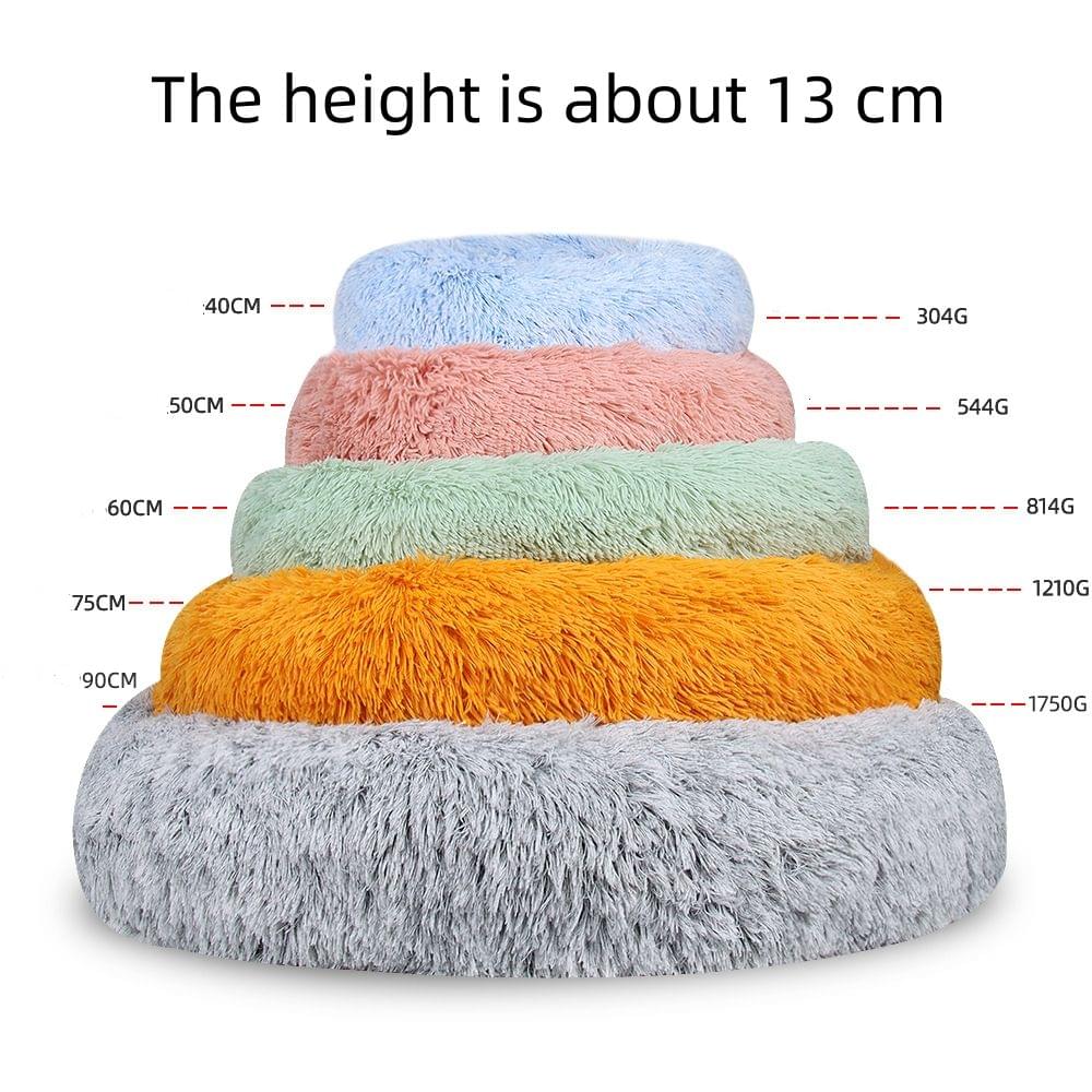Round Pet Litter Fall And Winter Plush Cat Litter Color Blocking Dog Kennel Pet Bed Pet Mat