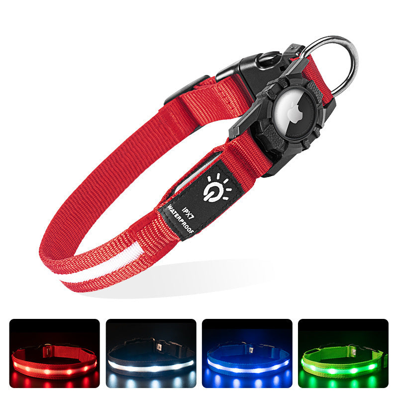 Applicable to Airtag Locator Ipx7 Waterproof Pet Collar Rechargeable Luminous Dog Collar
