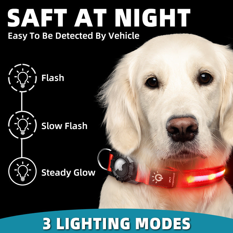 Applicable to Airtag Locator Ipx7 Waterproof Pet Collar Rechargeable Luminous Dog Collar