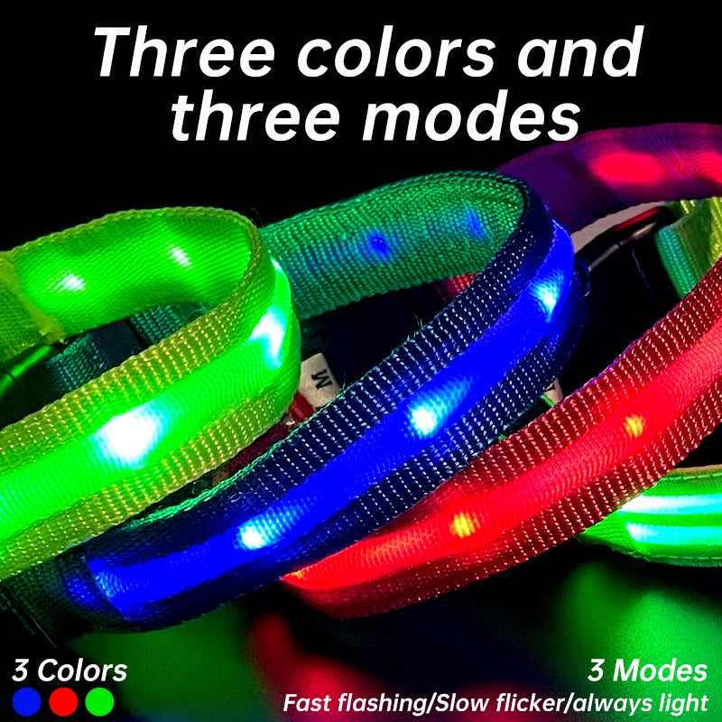 LED Pet Collar Waterproof Luminous Collar Night Walking Dog Flash Luminous Collar USB Charging