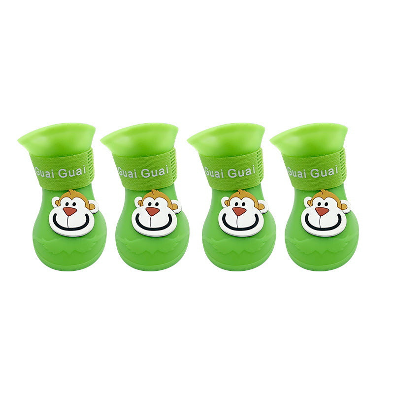 Cartoon Pet Rain Boots Silicone Dog Waterproof Non-Slip Cold-Resistant Winter Pet Rainy Shoes