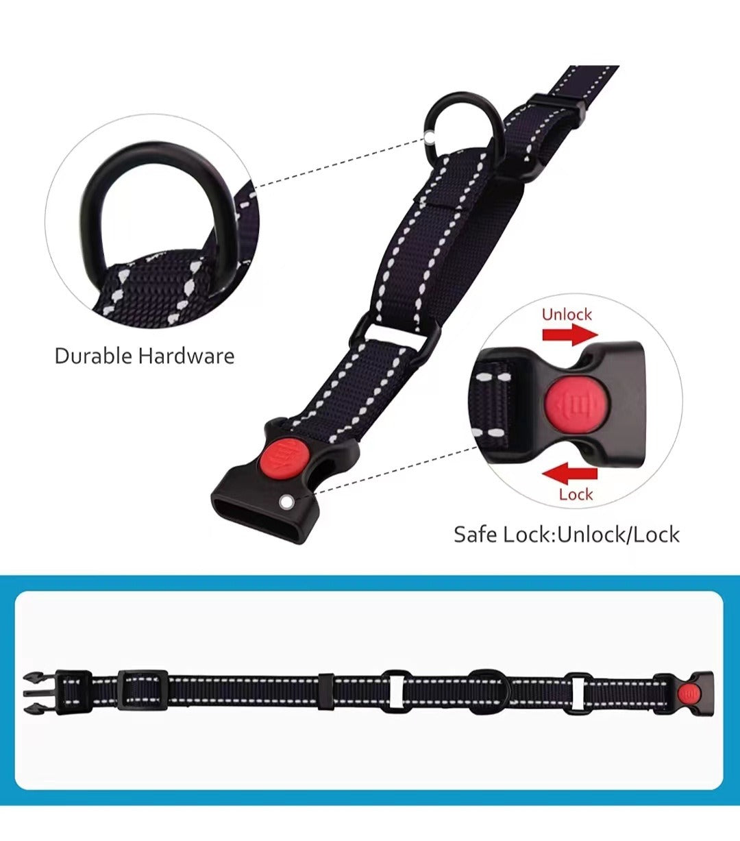 Collar Pet Supplies Nylon Collar Adjustable Traction Rope Reflective Collar Set Dog Leash