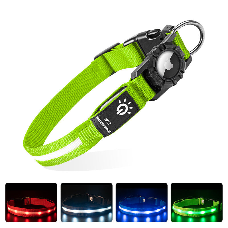 Applicable to Airtag Locator Ipx7 Waterproof Pet Collar Rechargeable Luminous Dog Collar