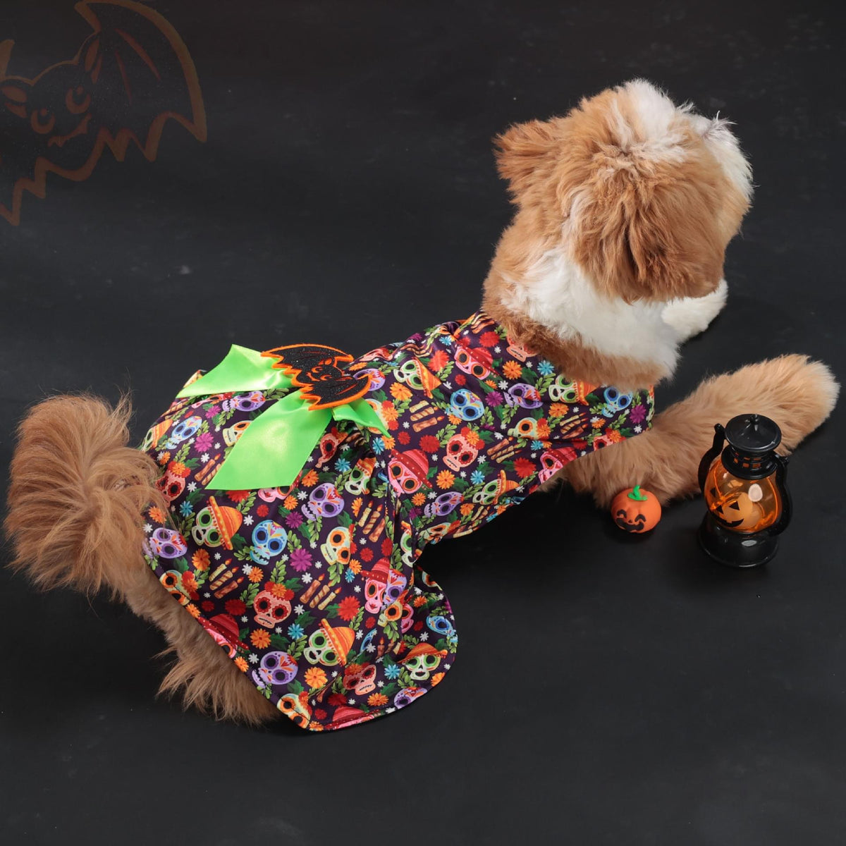 Halloween Pet Dog Costume Skull Bat Blood Drop Dress