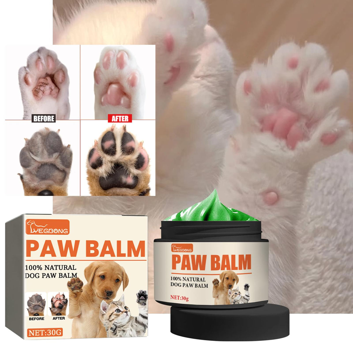 Pet Paw Care Cream, Moisturizing And Anti-Dry Crack Cat And Dog Foot Care Pad Paw Care Cream