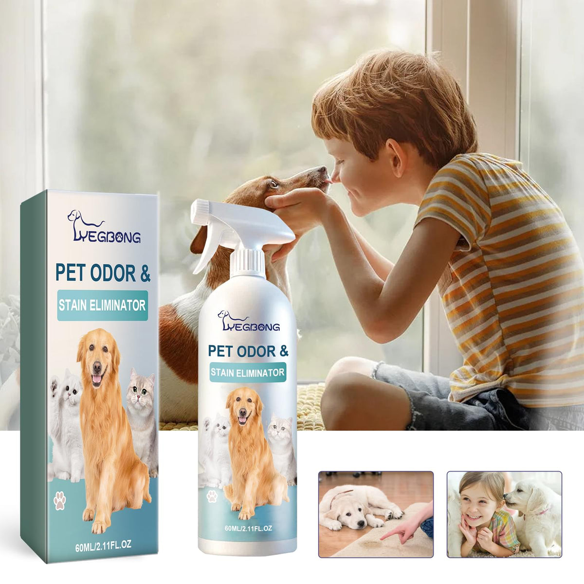 Pet Odor & Stain Eliminator, Clean Dog And Cat Body Odor Feces Odor Removal Indoor Fresh Deodorizer